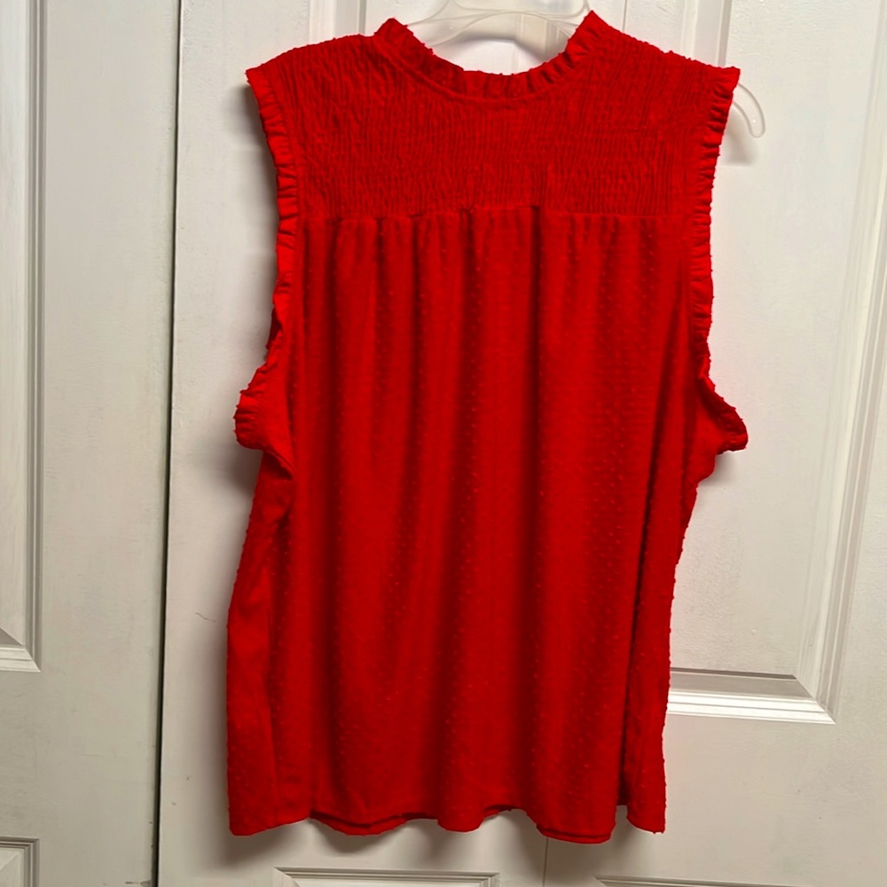 My Collection Red Sleeveless Pop Corn Ruffle Top Size 3X NWT